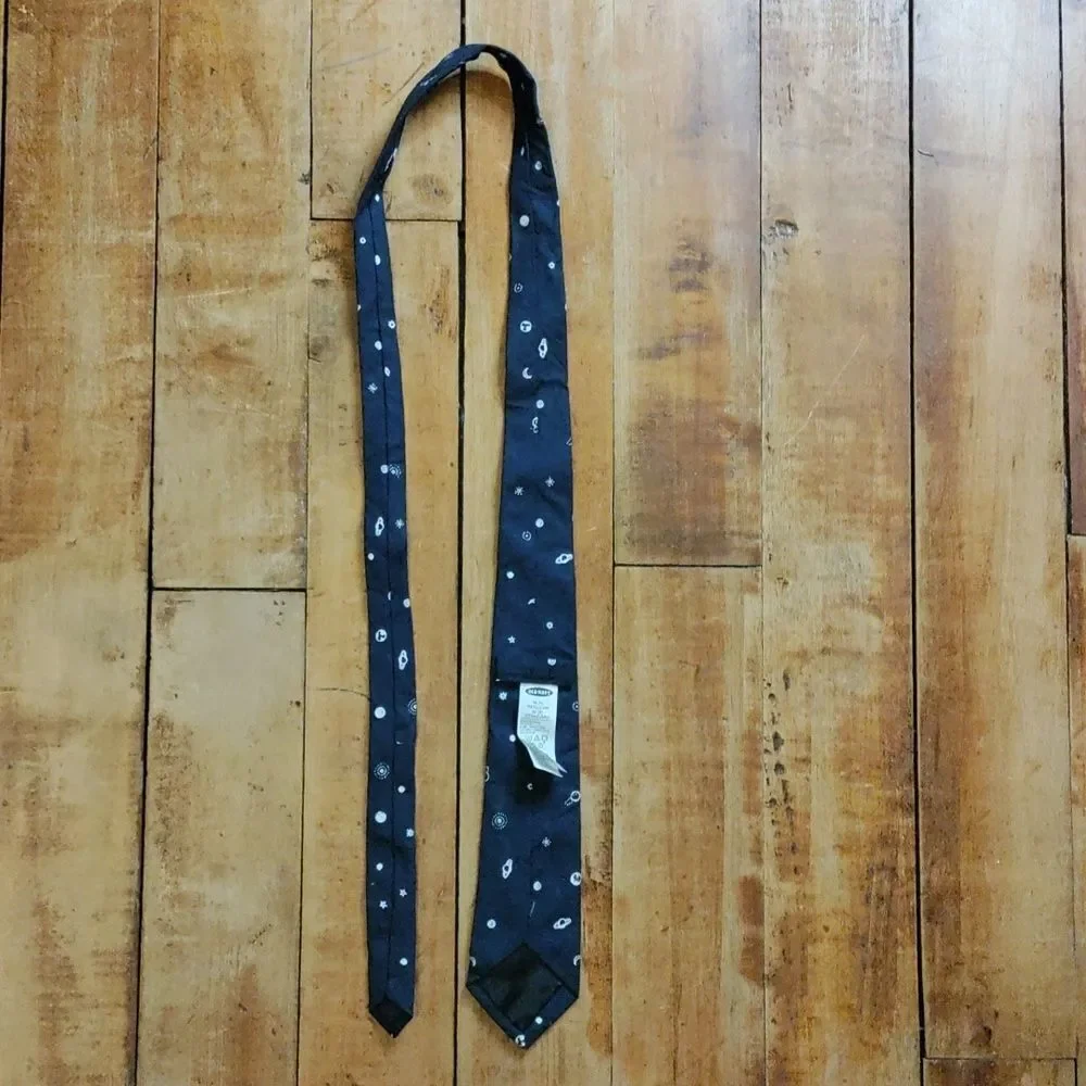 Old navy Tie Size 8 Boys Navy Blue White Design Easter Preppy Wedding Formal